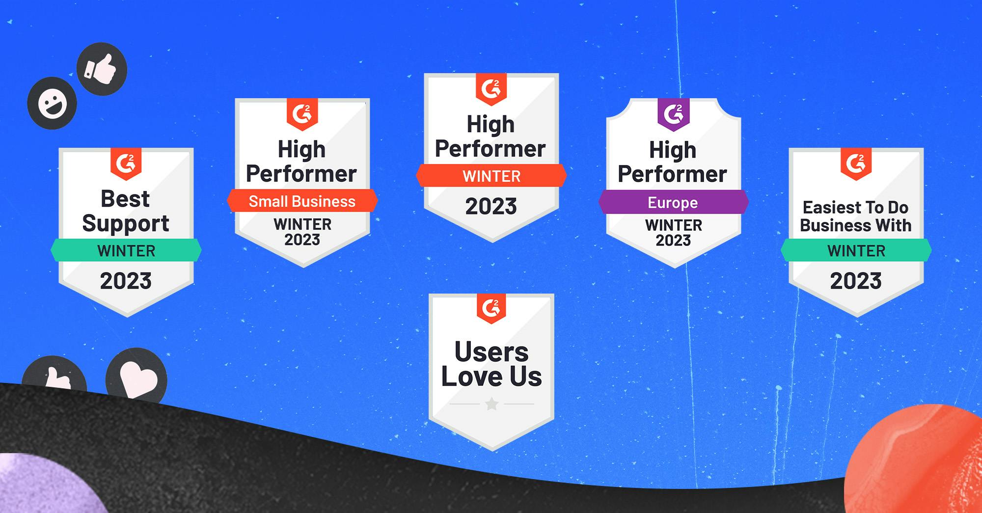 Univid receives 6 badges for high performer and top webinar platform winter 2023 by G2