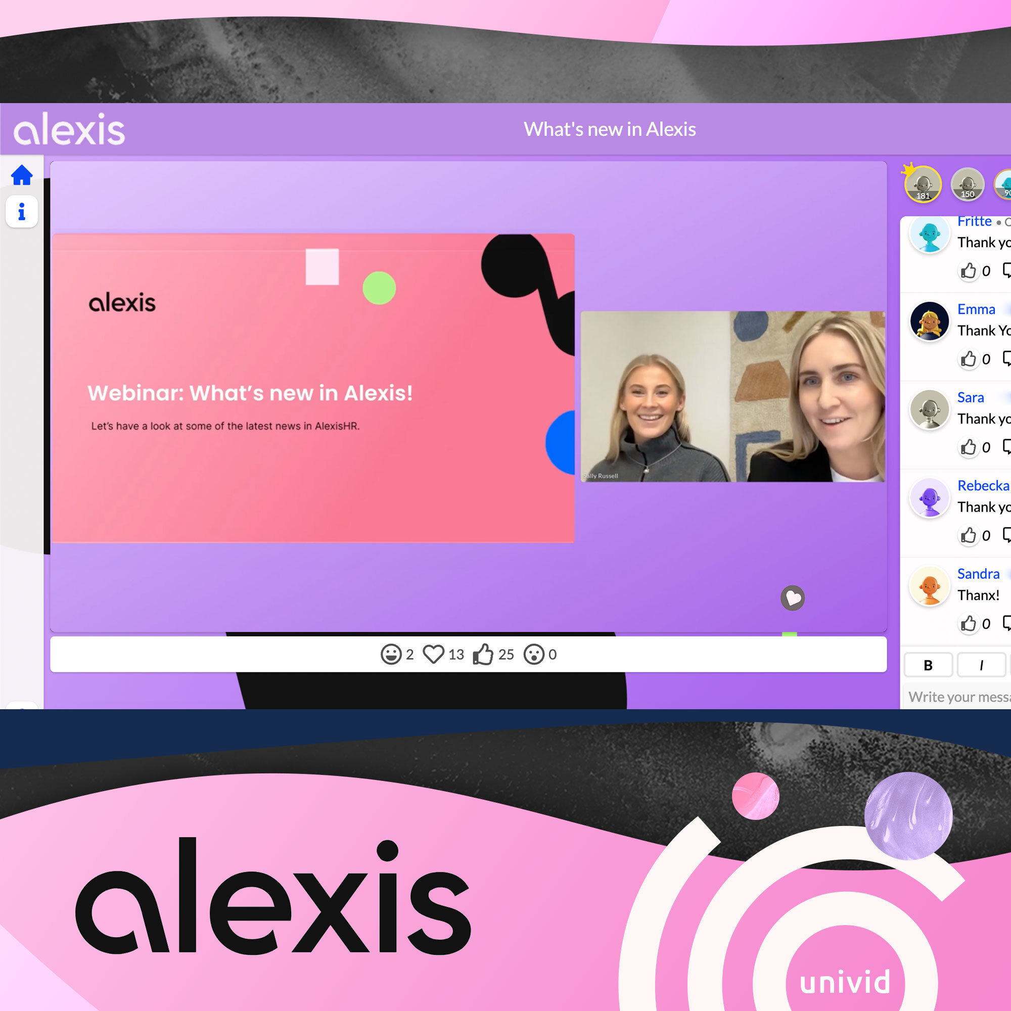 What's new in Alexis? Sally and Elina bring AlexisHR customers to 45 min of interactive product updates every other week. Going through Alexis new features, AI automation tools, and improvements. These webinars serve a great opportunity for the AlexisHR community and users to get familiar with the latest product news and trends in HR; and get their questions answered by the team - through chat and video.