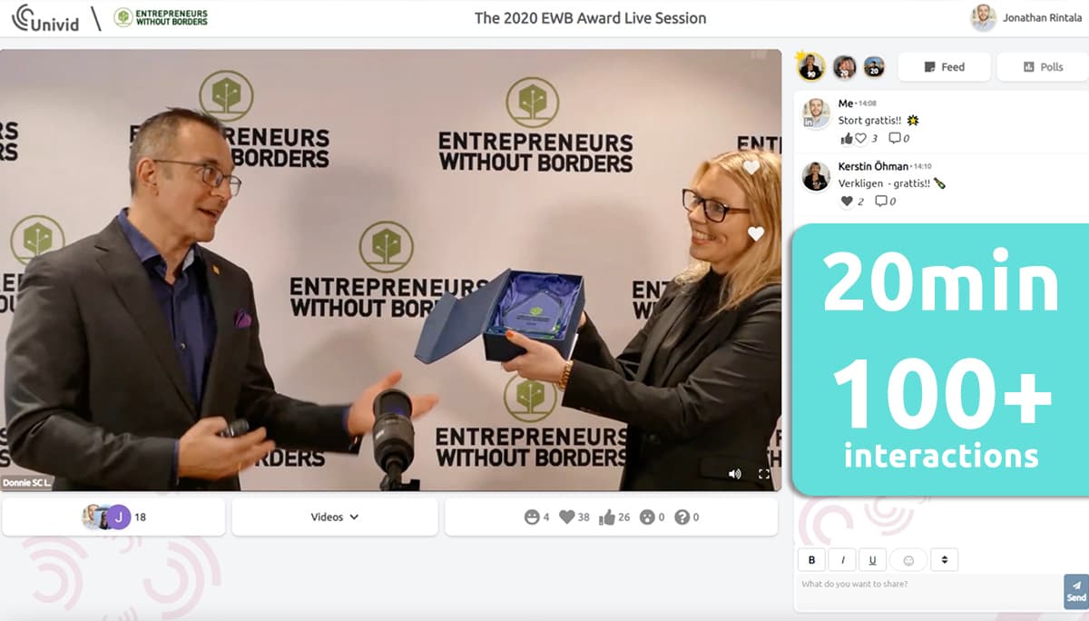 Entreprenörer utan gränser håller webbinarie på Univid - engagerar publiken i realtid och krispig HD