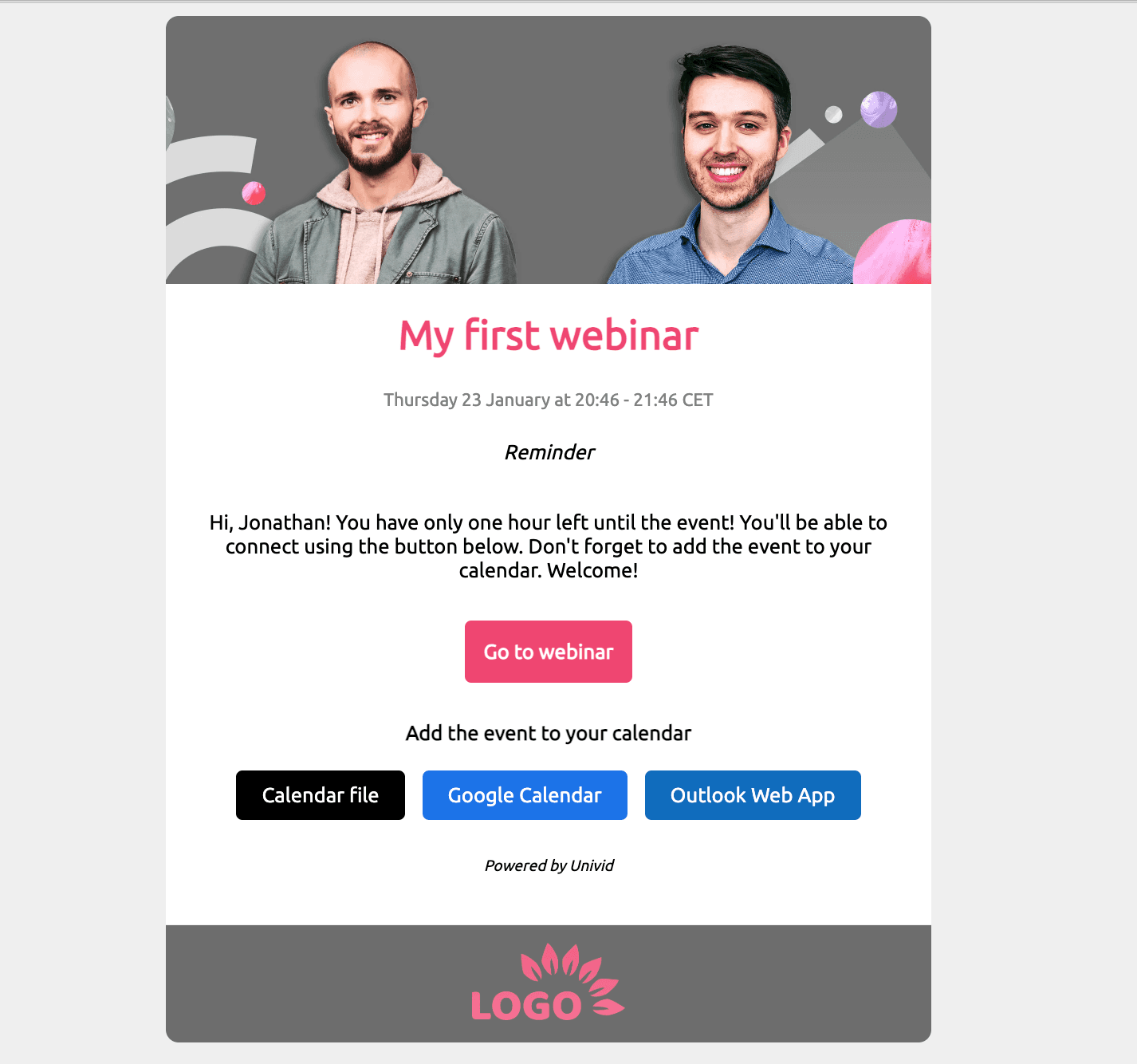 Webinar live in action on the Univid webinar software