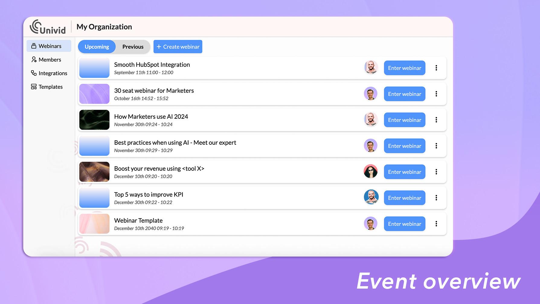 Event Management System - Overview of events