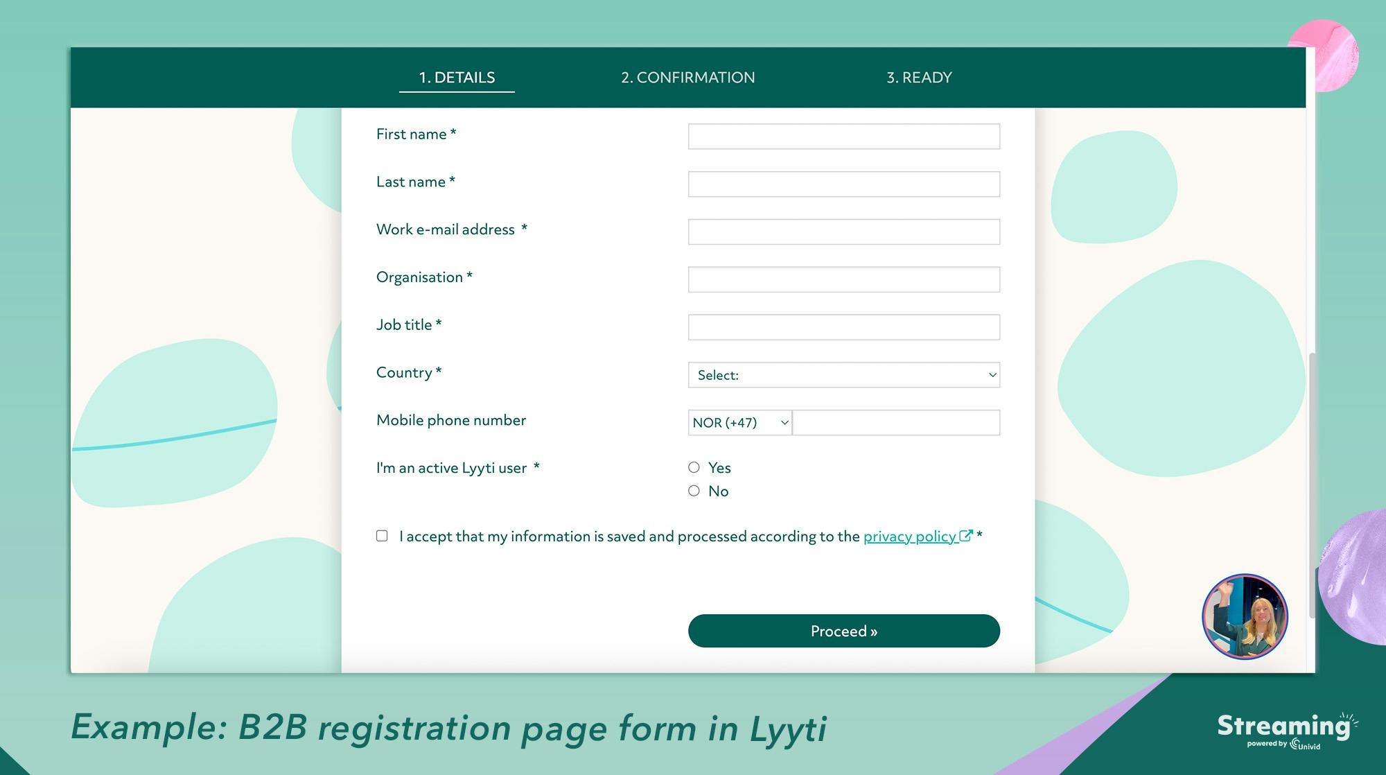 Example: Webinar registration form for B2B (Lyyti)