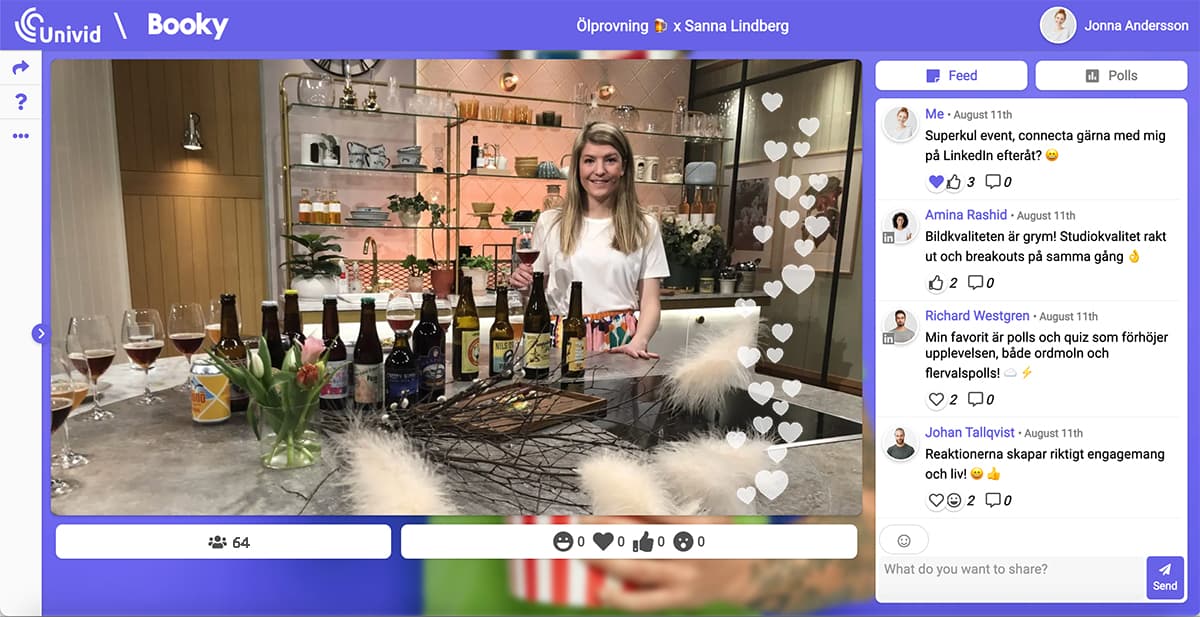 Booky makes it easy to find and book content for your event on the Univid platform. Booky can, among other things, help to book lecturers, moderators, comedians, conferences, magicians, sommelier, chef, quiz moderator. Simply a lot of fun content for your events and webinars!