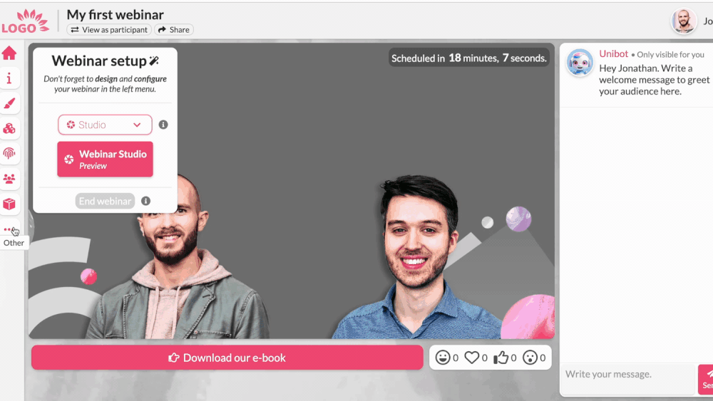 Engagement features in webinar - Univid