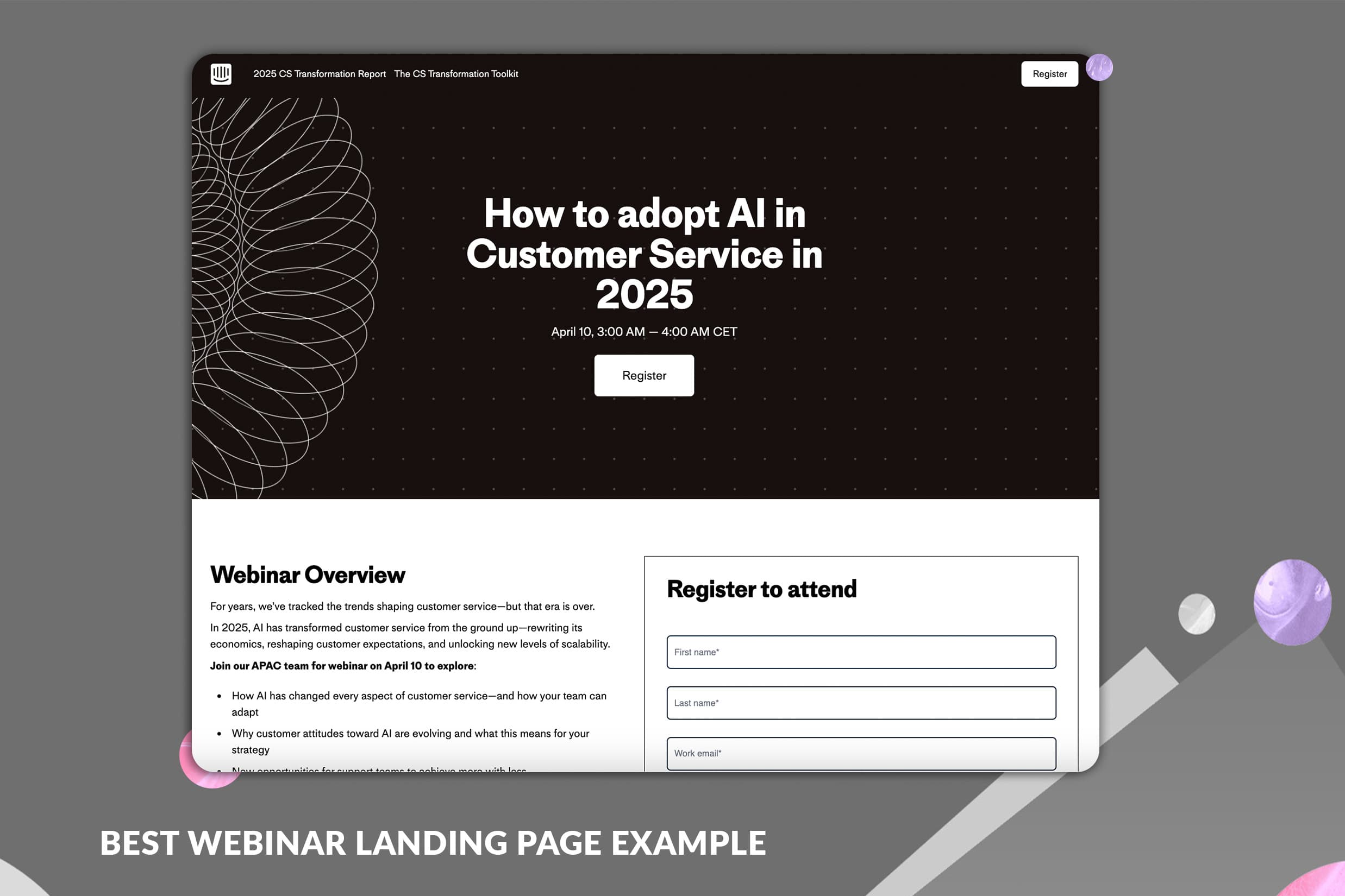 Best webinar landing page example - Intercom Best webinar landing page example - Intercom