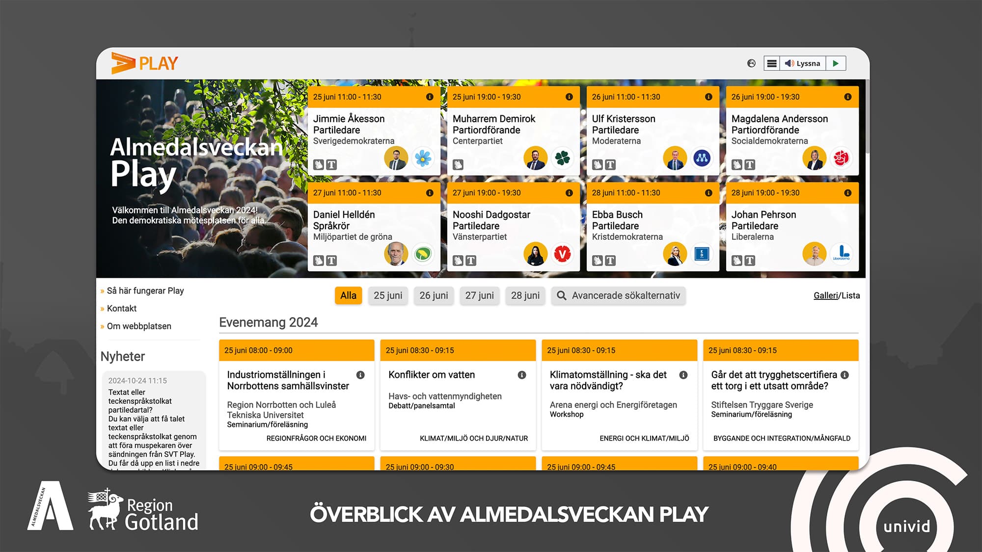 Överblick av Almedalsveckan Play Överblick av Almedalsveckan Play