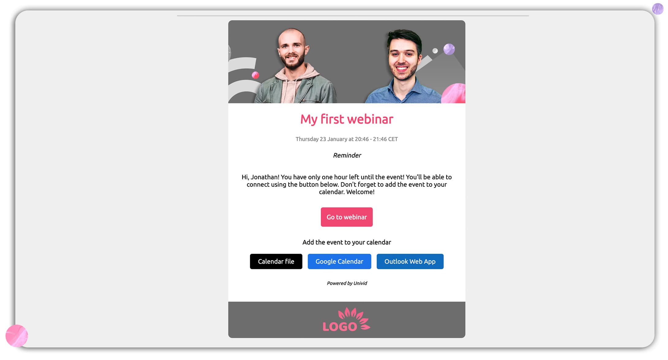 Webinar reminder example Webinar reminder example