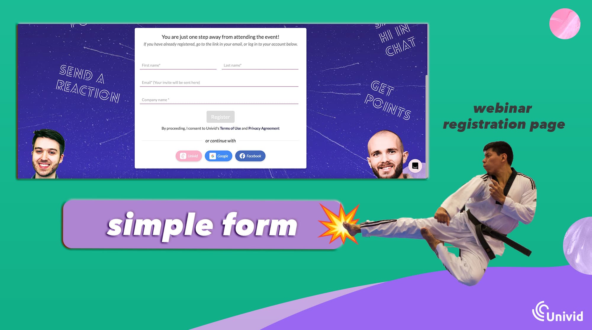 The registration form - Webinar registration page The registration form - Webinar registration page