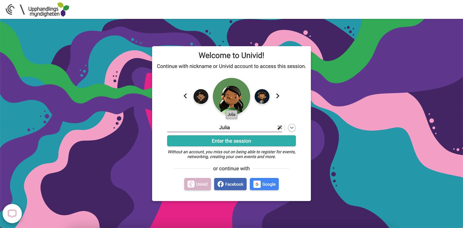 Live stream for public sector - Simple login with name Live stream for public sector - Simple login with name