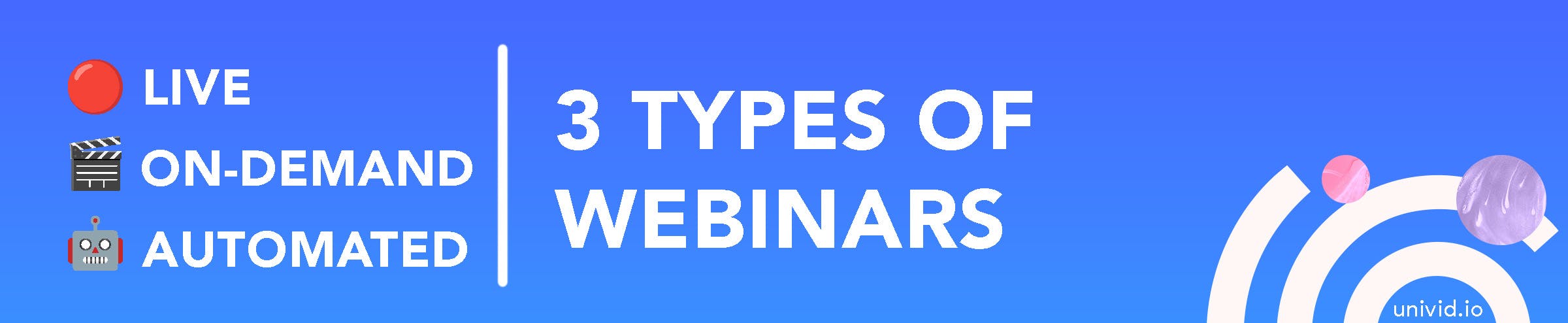 Types and formats of webinars. Live, on-demand and automated.
