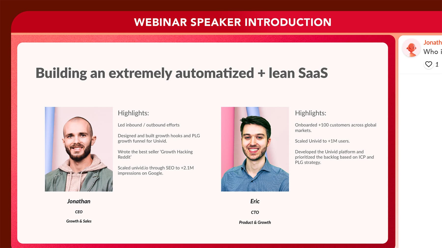 Webinar speaker introduction - Explain why relevant and details Webinar speaker introduction - Explain why relevant and details