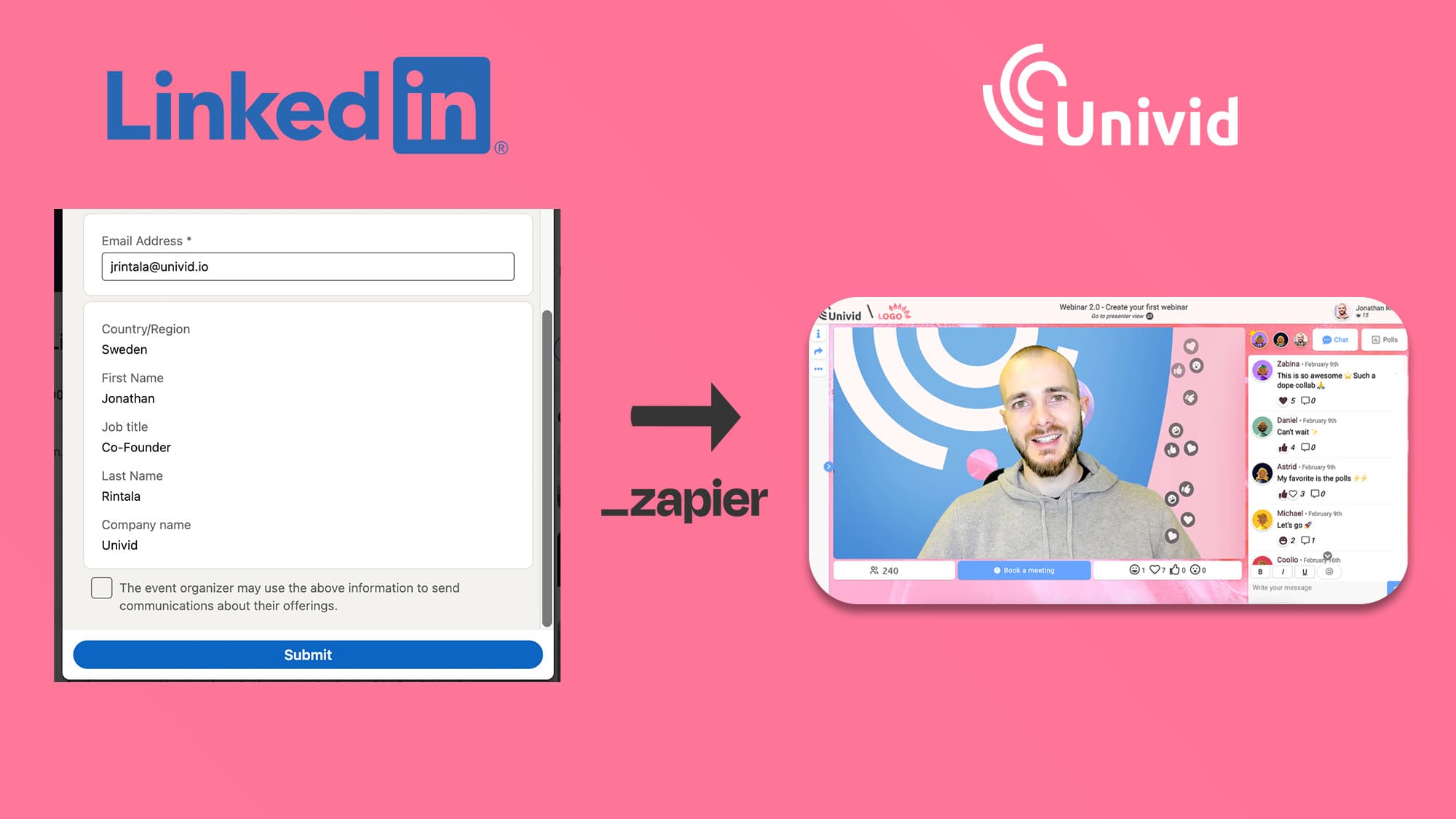 LinkedIn Live Event Registration Flow - To get registrant into Univid LinkedIn Live Event Registration Flow - To get registrant into Univid