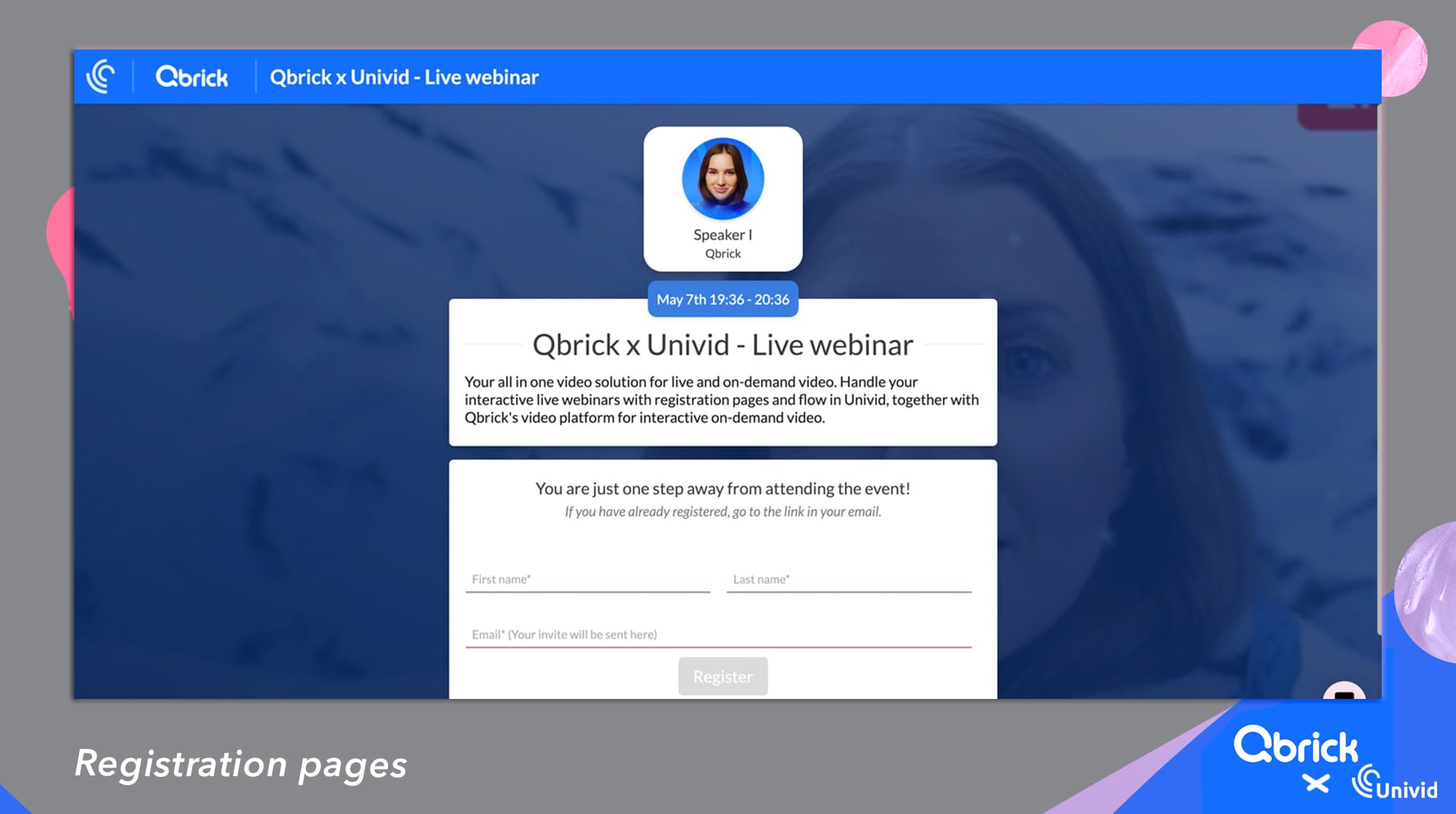 Qbrick x Univid: Registration page Qbrick x Univid: Registration page