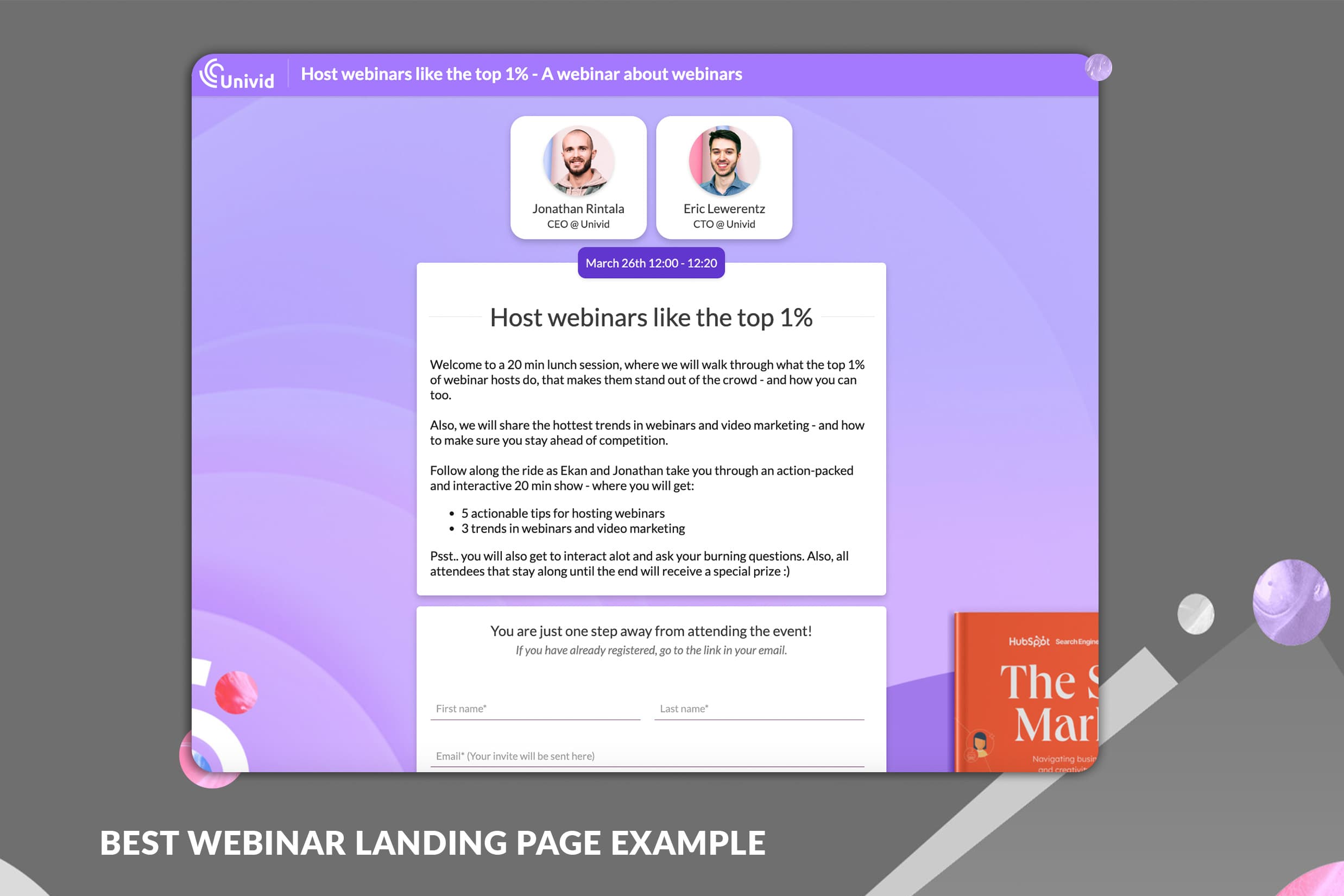 Best webinar landing page example - Univid Best webinar landing page example - Univid