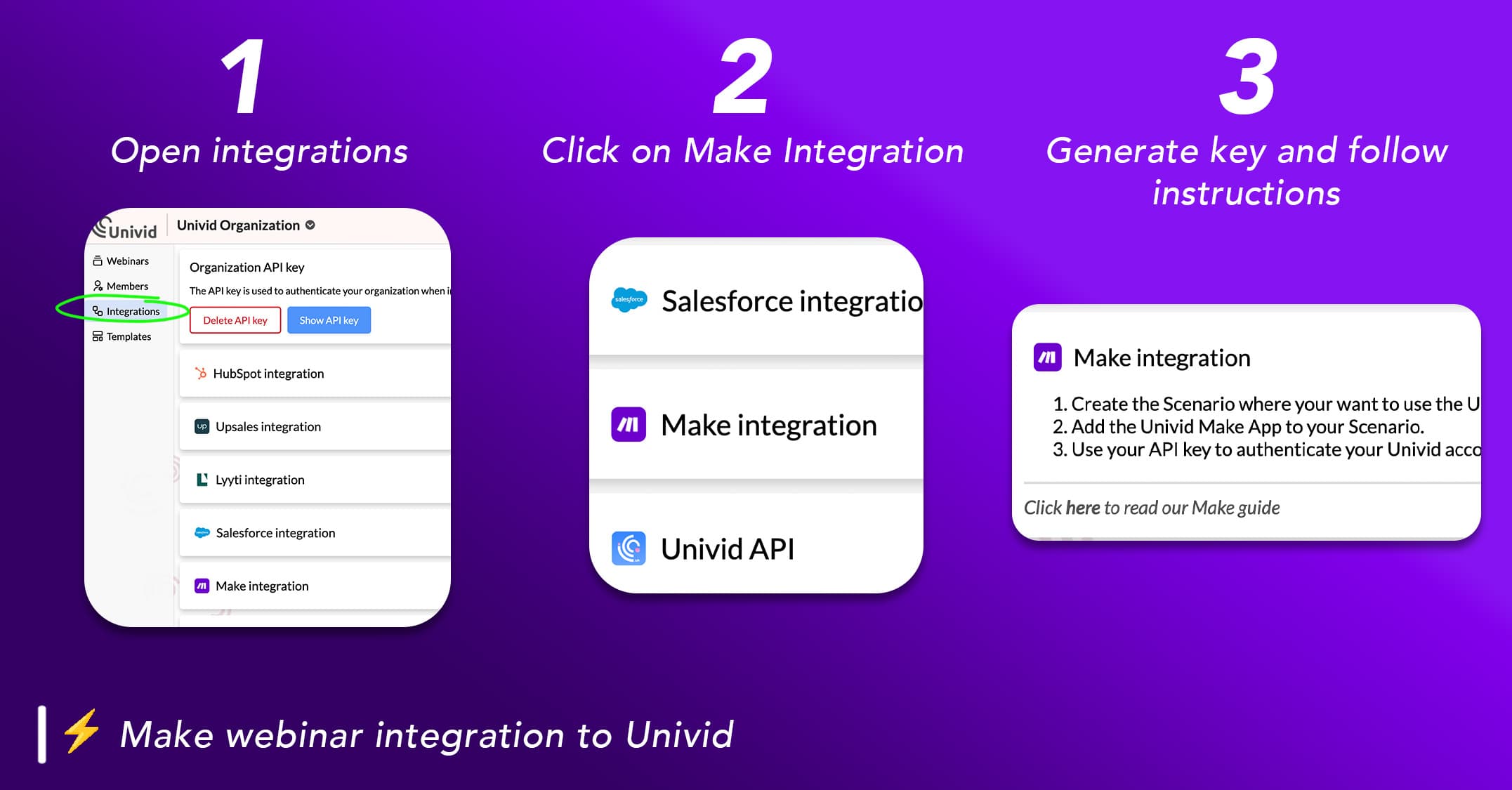 Connect Make webinar integration in 3 steps to Univid Connect Make webinar integration in 3 steps to Univid