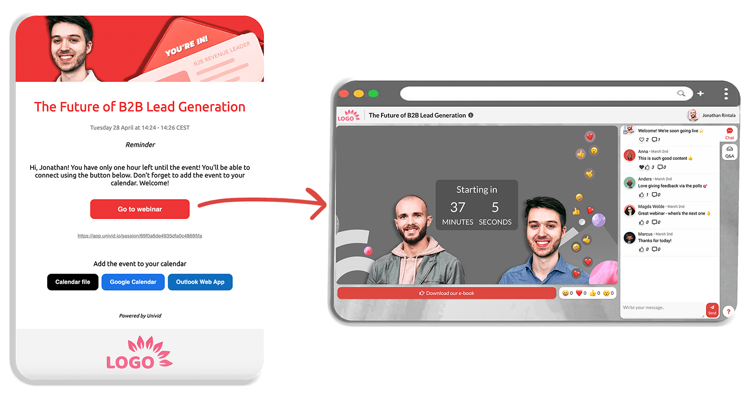 Branded webinar reminder emails (in Univid) Branded webinar reminder emails (in Univid)