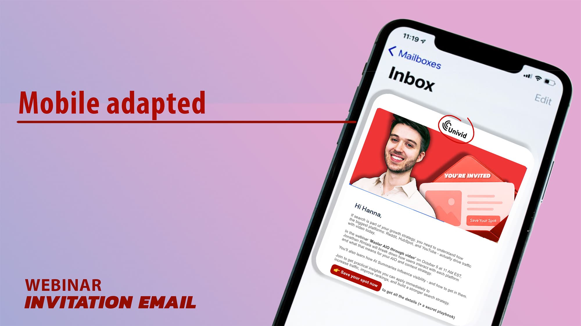 Mobile adapted webinar invitation emails Mobile adapted webinar invitation emails