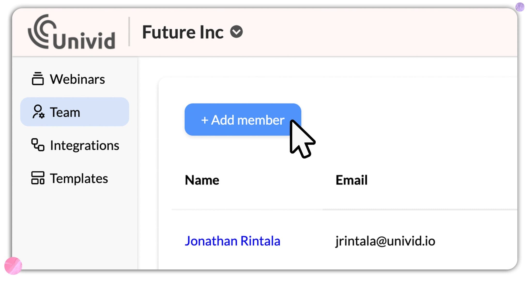 Invite team member to webinar workspace to collaborate Invite team member to webinar workspace to collaborate