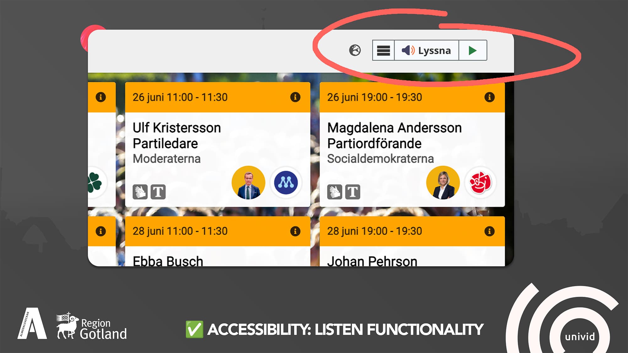 Accessibility in webinar platform: Listen functionality Accessibility in webinar platform: Listen functionality