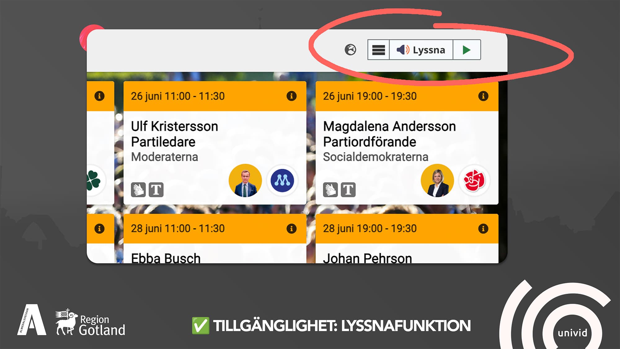 Tillgänglighet i webinarplattform: Lyssnafunktion Tillgänglighet i webinarplattform: Lyssnafunktion