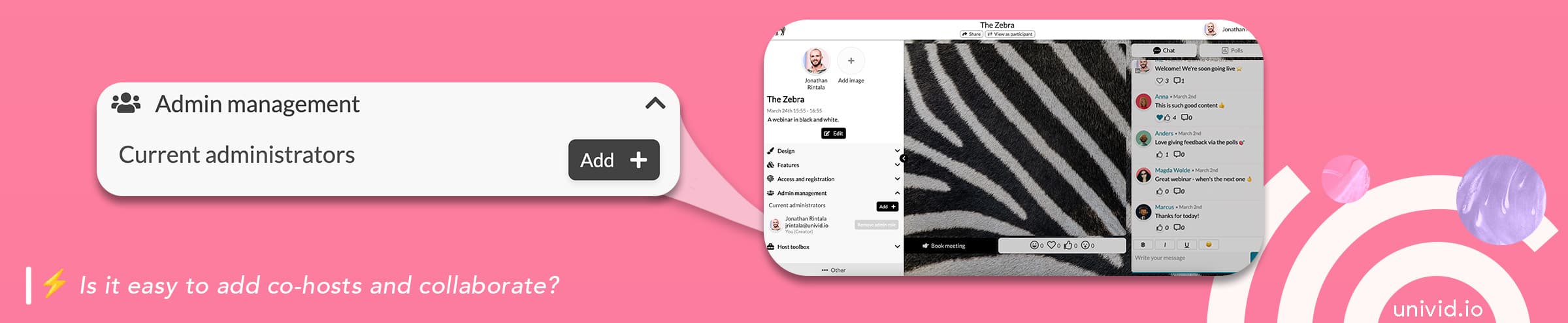 Invite co-hosts to collaborate in your webinars Invite co-hosts to collaborate in your webinars