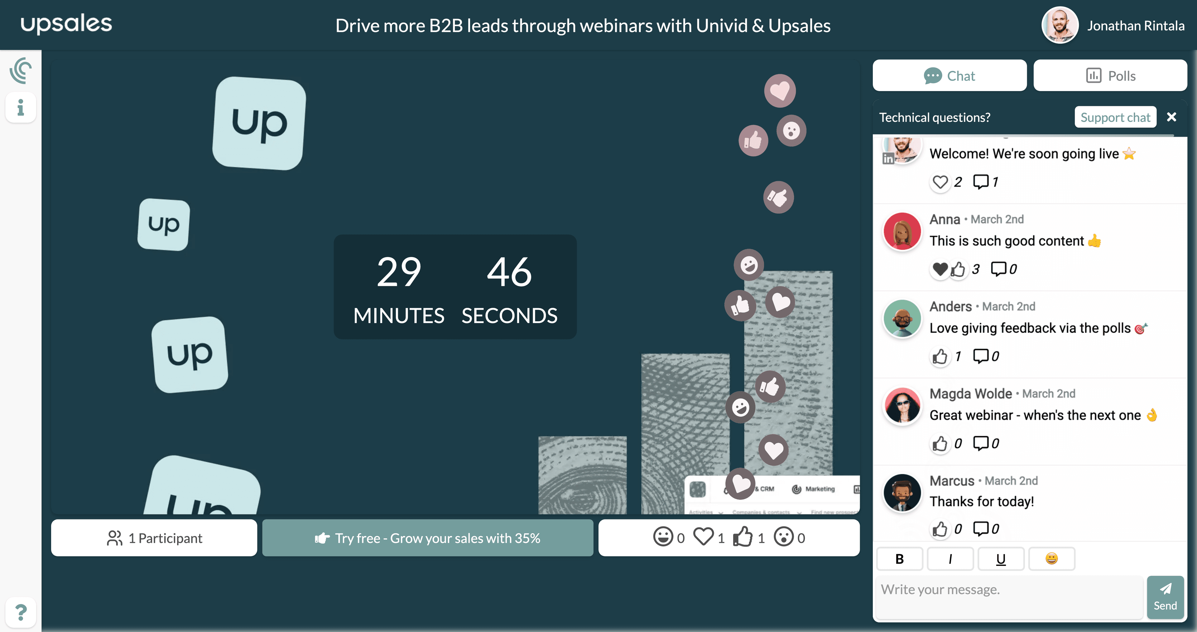 Upsales webinar in Univid Upsales webinar in Univid