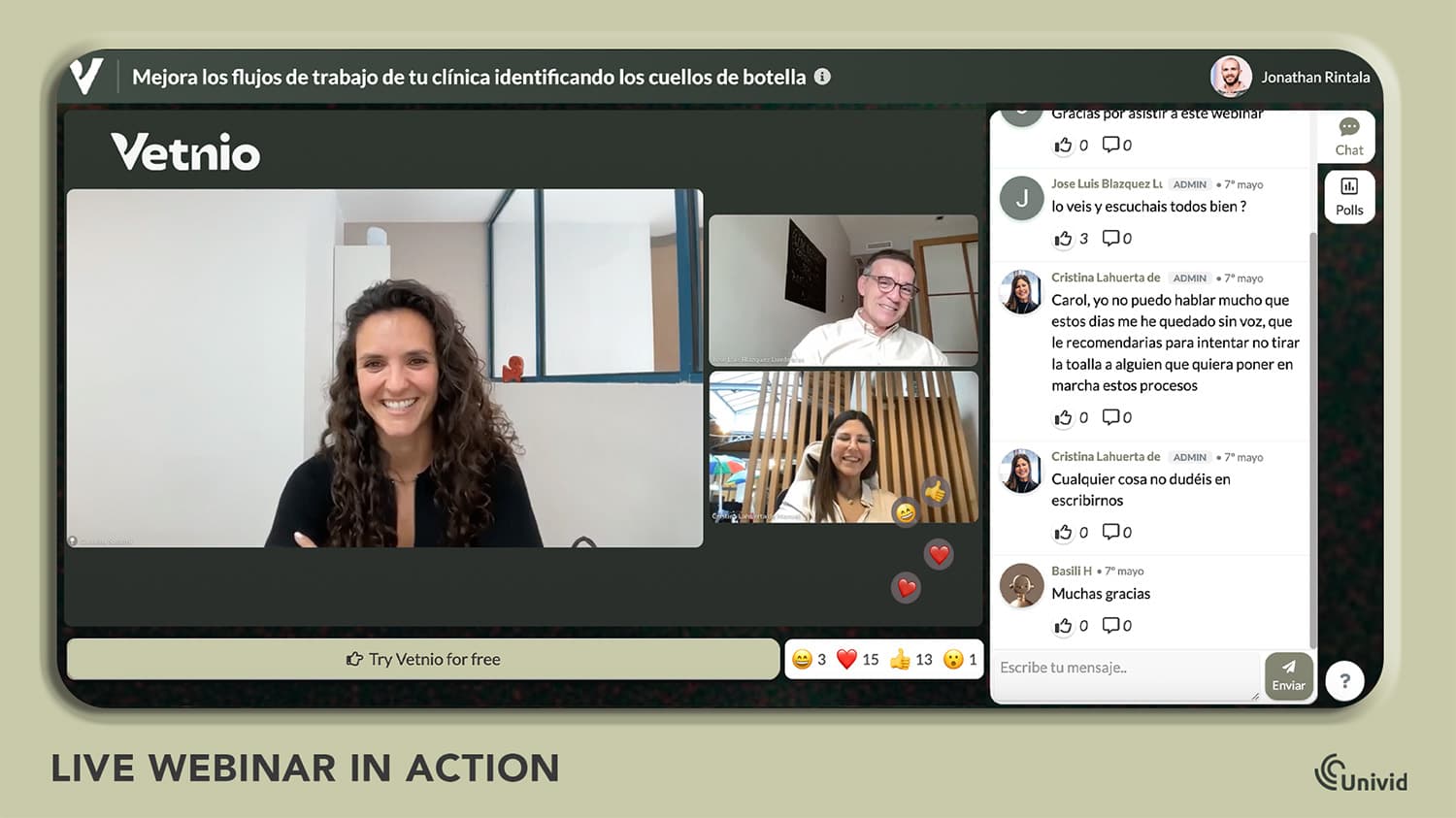 Live webinar in action - AI SaaS Company Vetnio live on Univid Live webinar in action - AI SaaS Company Vetnio live on Univid