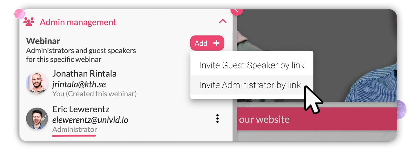 Invite guest speaker easily to specific webinar Invite guest speaker easily to specific webinar