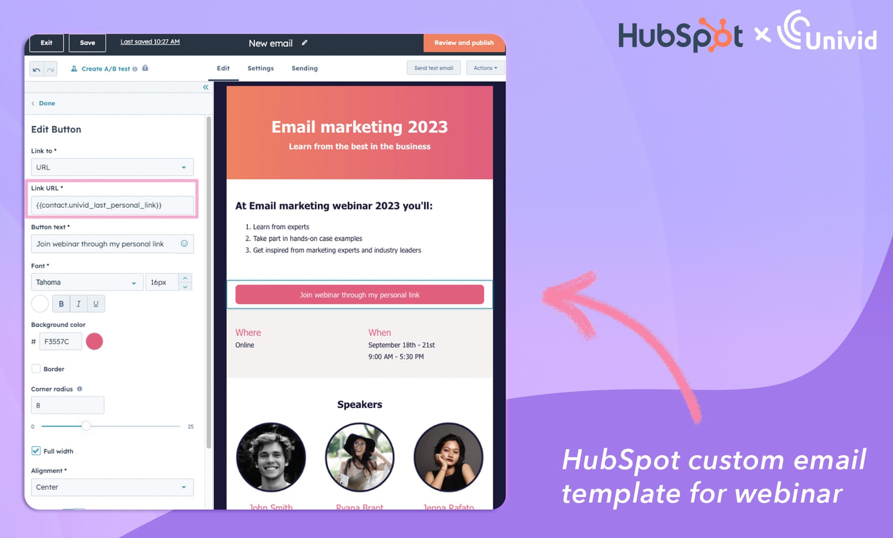 HubSpot Custom Email Template for Webinar with Personal Link HubSpot Custom Email Template for Webinar with Personal Link