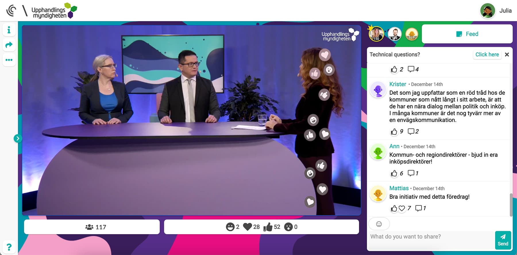 Live webcast with Upphandlingsmyndigheten in Univid:s webinar platform Live webcast with Upphandlingsmyndigheten in Univid:s webinar platform