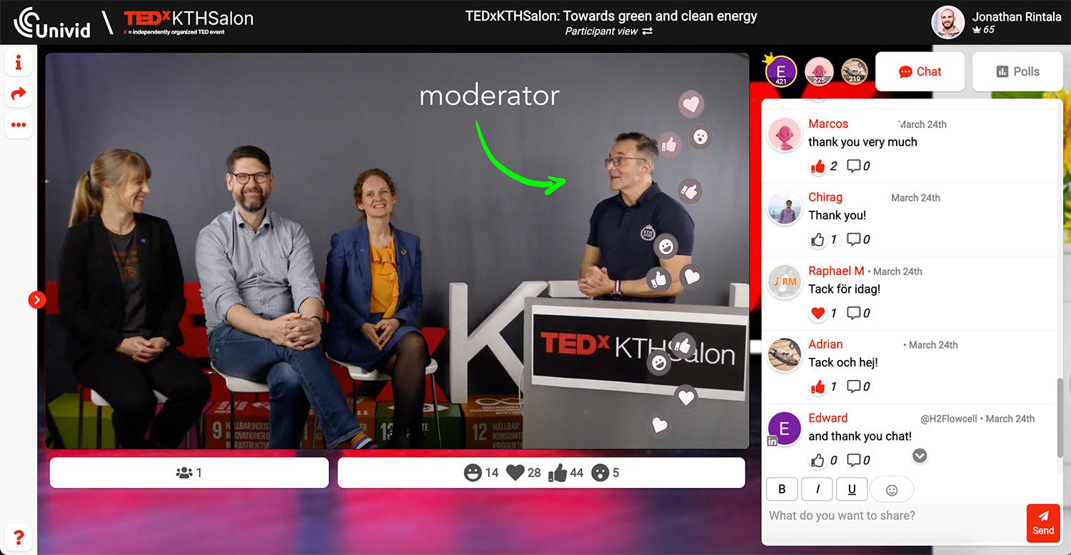 TEDxKTH - Livewebinar med moderator på Univid