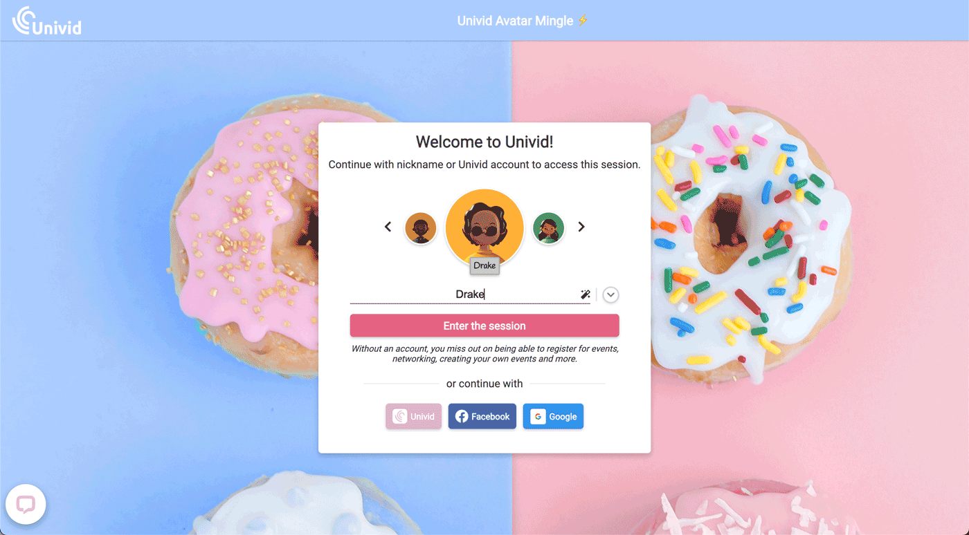 Smooth webinars with playful profile pics and nicknames đȘ