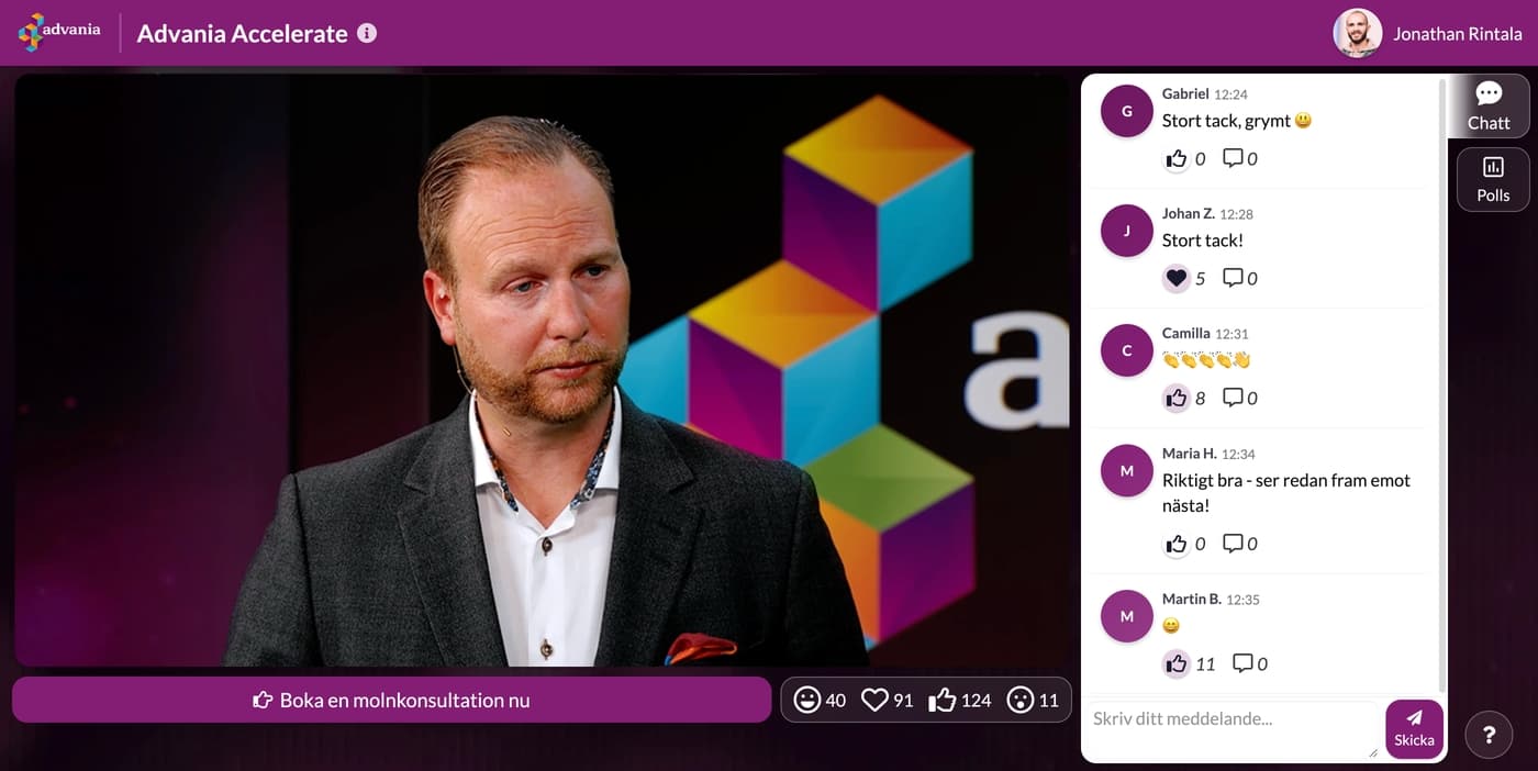 Ett varumärkesanpassat webbinarium live på Univid:s webinarplattform