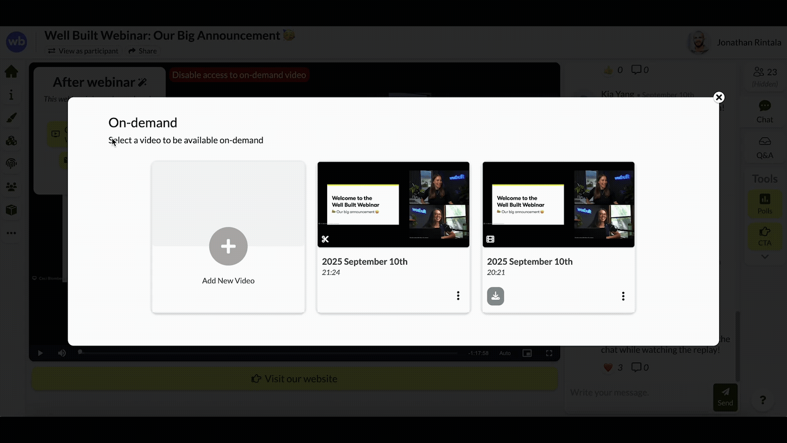 Engagement features in webinar - Univid