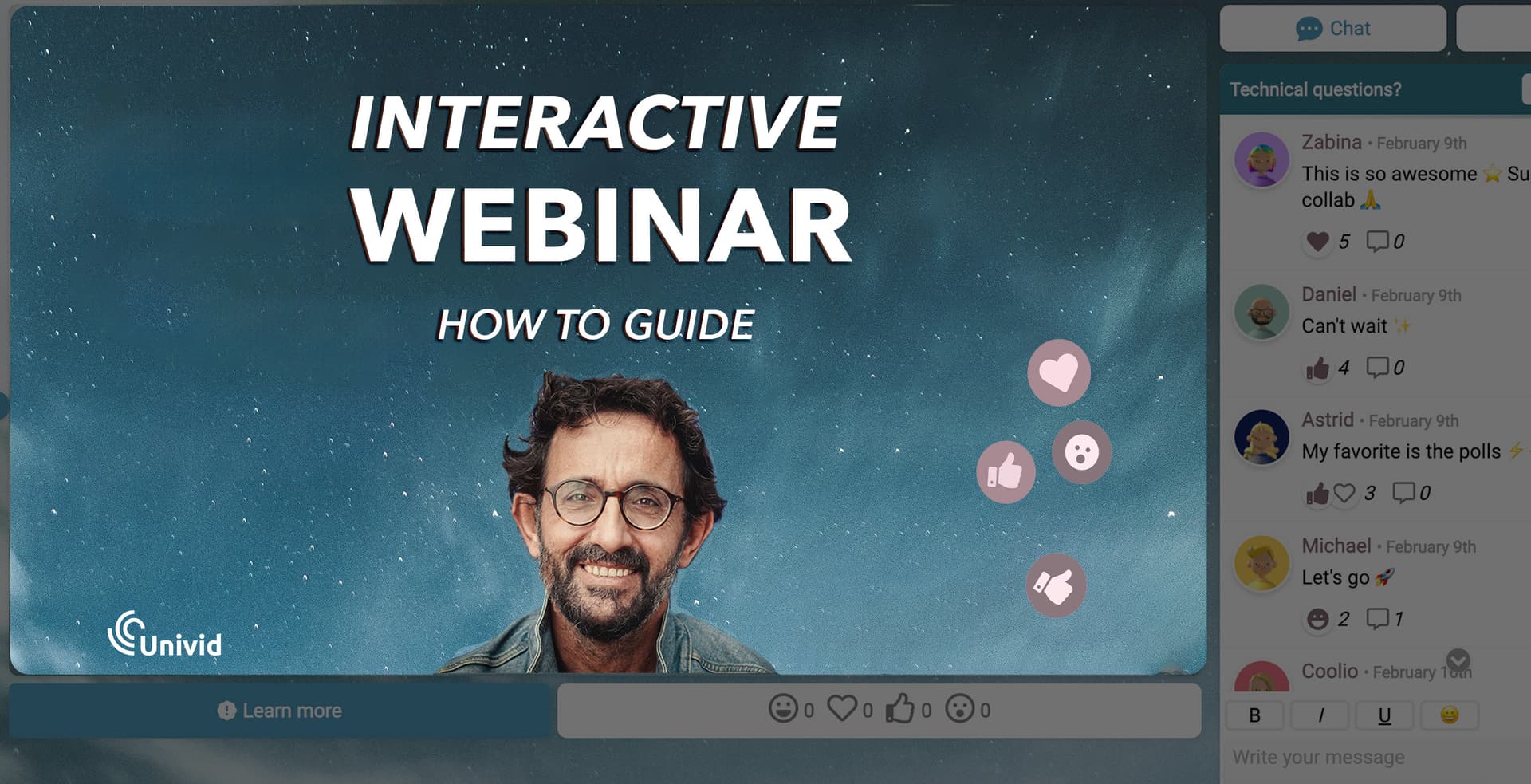 5 ways to make a webinar more interactive: Webinar design guide | Univid