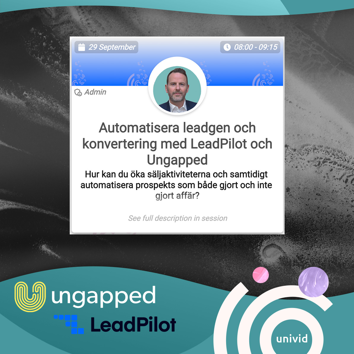 <a target='_blank' rel='noopener noreferrer' href='https://ungapped.com/'>Ungapped</a> and <a target='_blank' rel='noopener noreferrer' href='https://leadpilot.com/'>Leadpilot</a> together hosted a hybrid webinar on the topic of 'Automating lead gen and conversion'. With a great amount of attendees tuning in both digitally and physically - this webinar was hosted flawlessly in a hybrid fashion (without any production company). The digital participants enjoyed both interacting via chat and live reactions, as well as a final launch of some virtual confetti!
