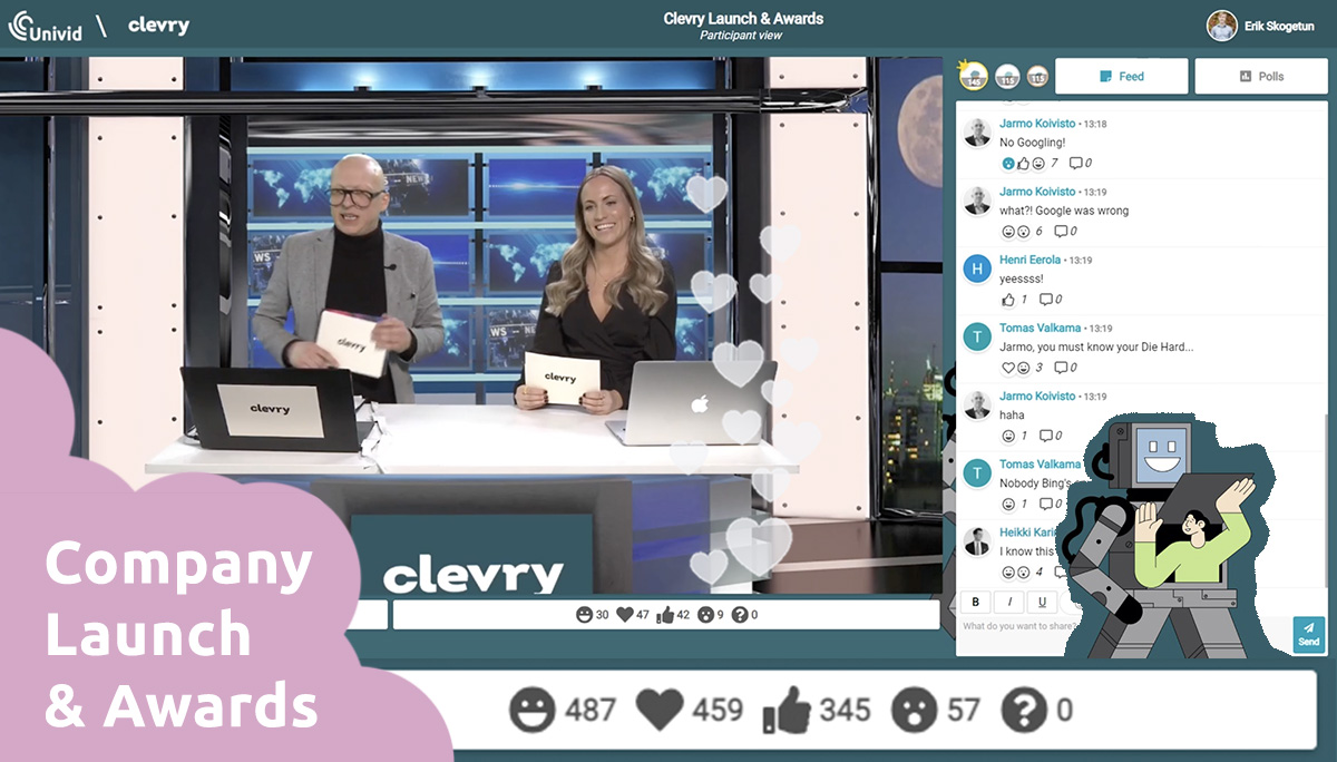 Clevry hosts a fun gameshow with music quiz on Univid - fantastic response from the audience