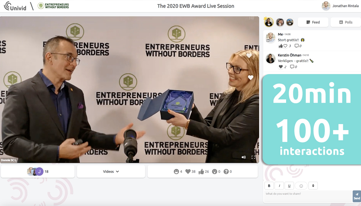 Entreprenörer utan gränser håller webbinarie på Univid - engagerar publiken i realtid och krispig HD