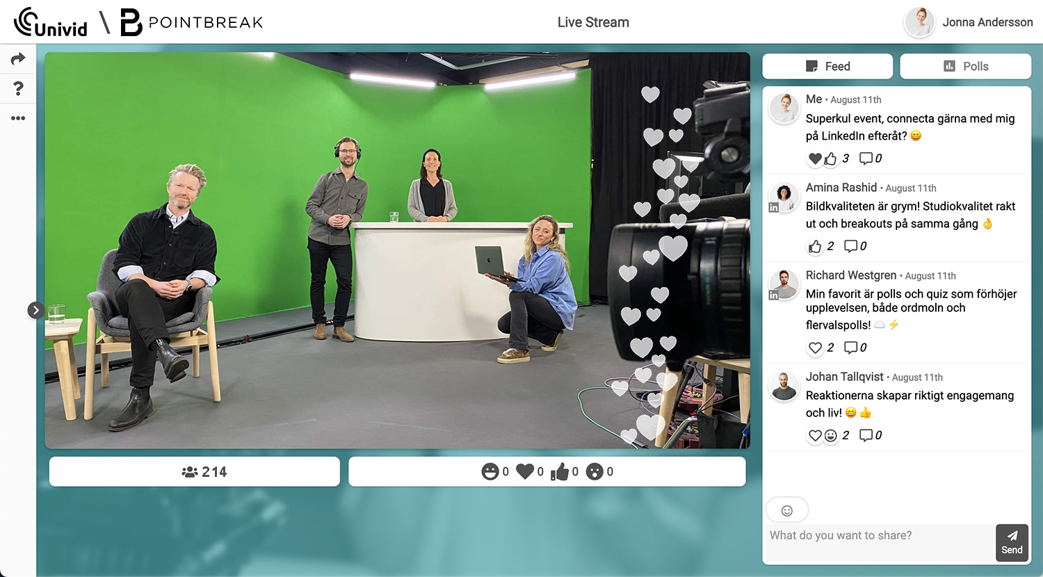 Bad picture, lagging sound, boring content? Today, all companies broadcast live. The demands on quality and content have risen rapidly over the past year. Pointbreak helps to create interesting and relevant formats for both customers and employees. With professional green screen studios and experts from the communications industry and the TV industry, Pointbreak creates unique concepts for companies that want to have a greater effect with their live broadcasts.